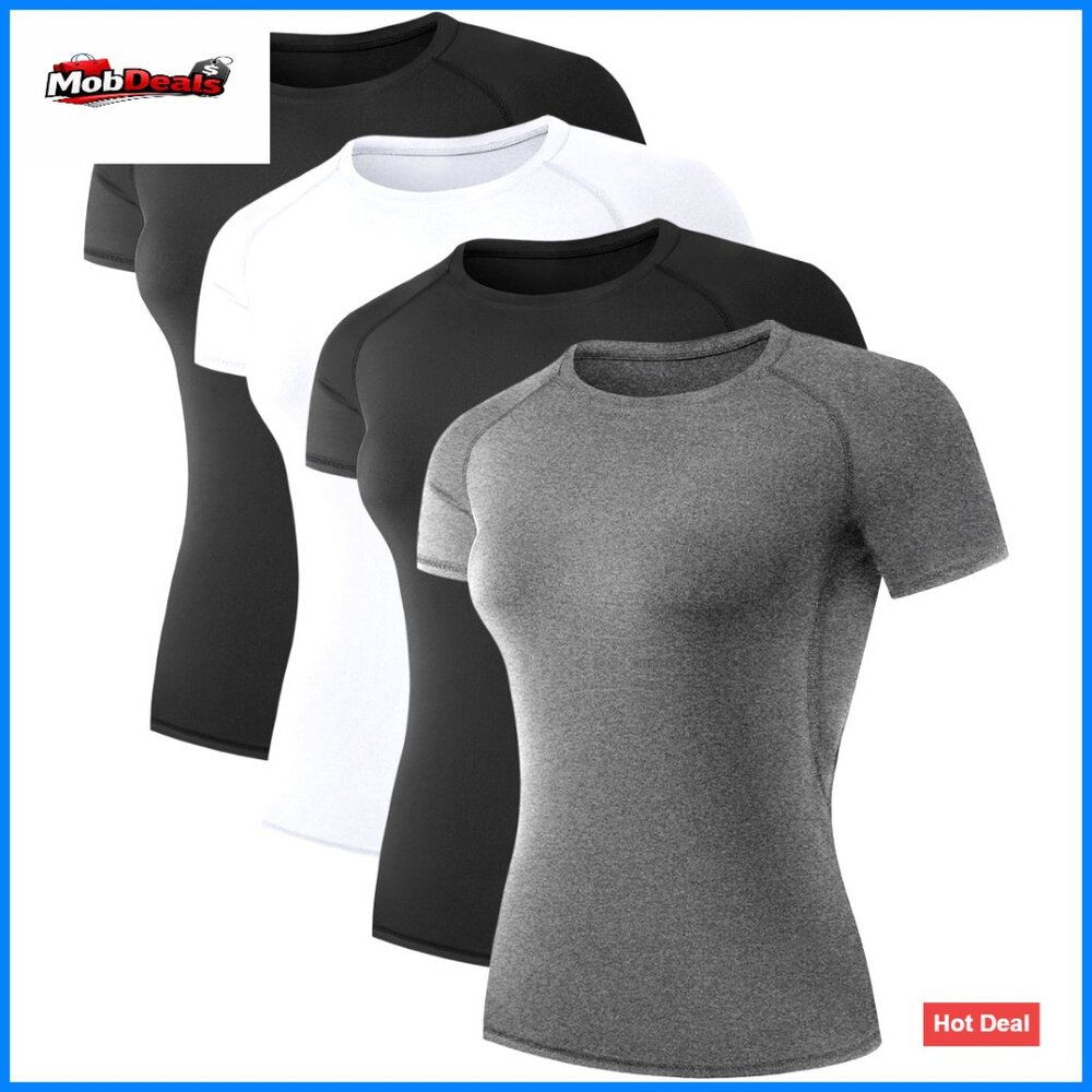 Compression Workout T-Shirts 4 Pack Quick Dry Act… - image 1